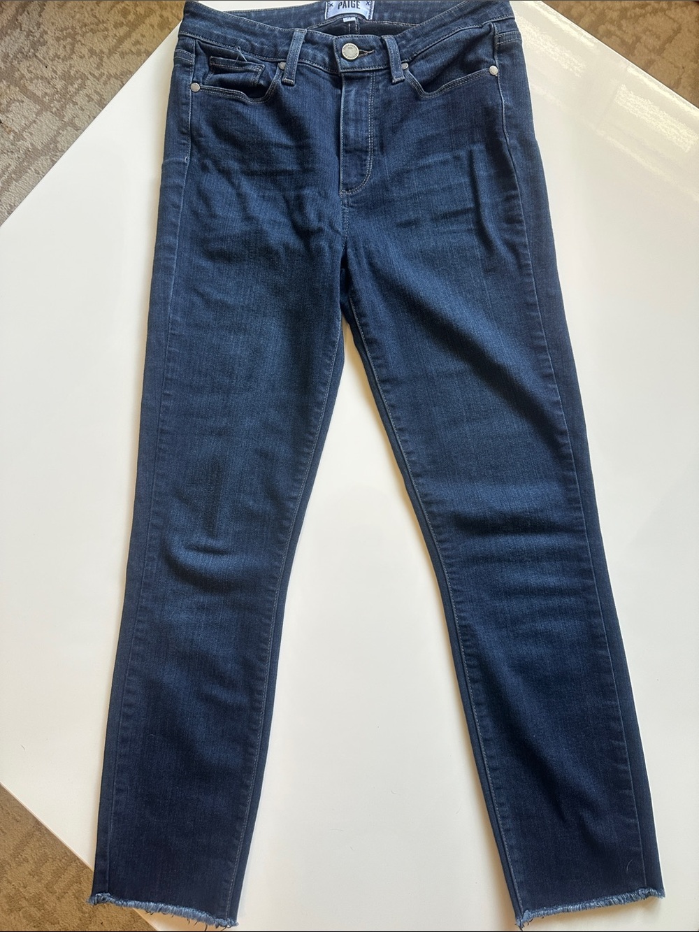 PAIGE Dark Indigo Cropped Skinny Jeans